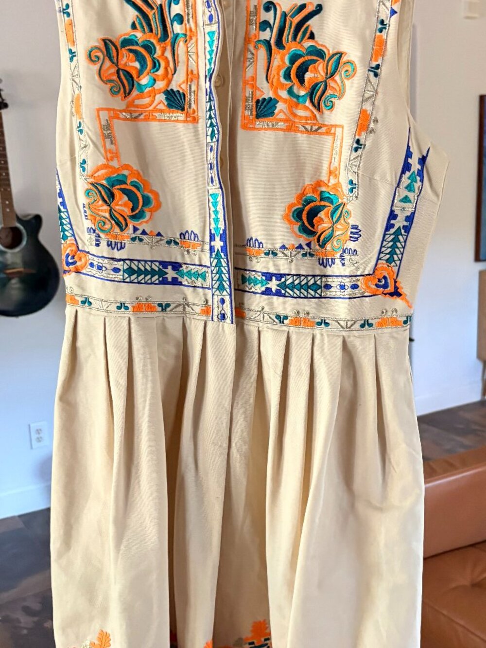 ASOS Tall cream embroidered cotton sleeveless dress size 8